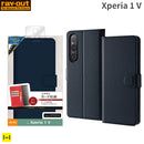 [Xperia 1 V専用]ray-out レイ・アウト 手帳型ケース シンプル マグネット(ダークネイビー)