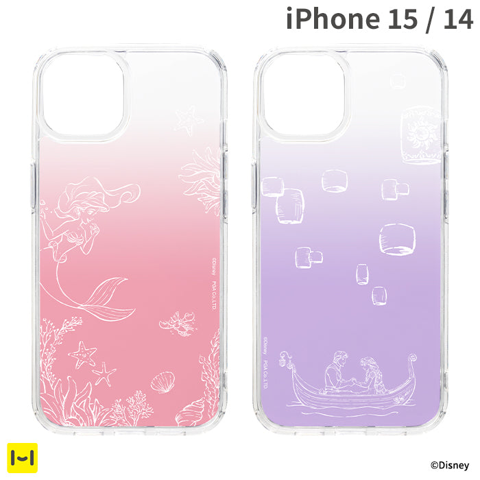 【iPhone 15/14専用】Premium Style ディズニー グラデーションハイブリッドケース