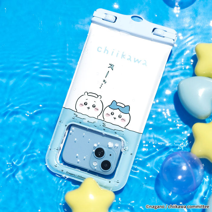 ちいかわ/DIVAID 防水スマホケース (お風呂 海 プールに浮く) ショルダーストラップ付き【各種スマートフォン対応】