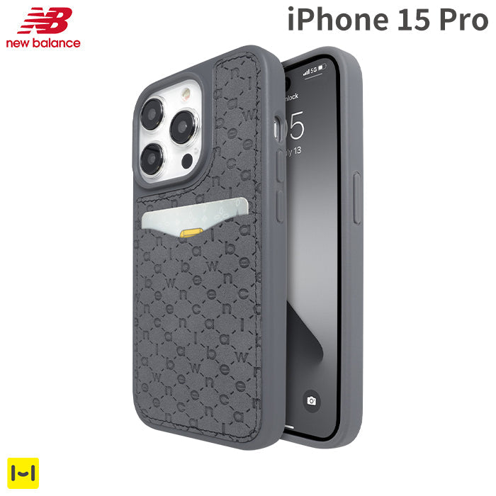 [iPhone 15 Pro専用]New Balance/ニューバランス カード収納付きケース(モノグラム/ブルーグレー)