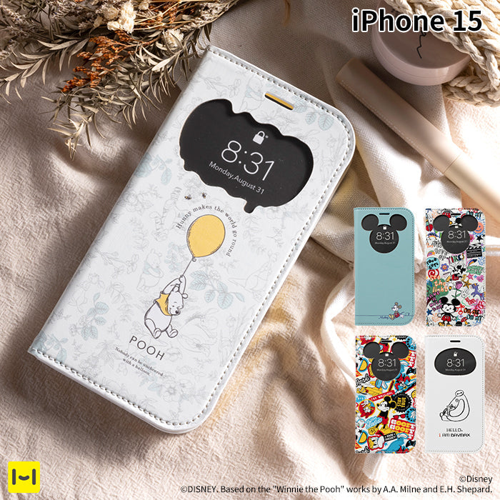【iPhone 15専用】ディズニーキャラクター CERTA フリップ窓付きダイアリーケース