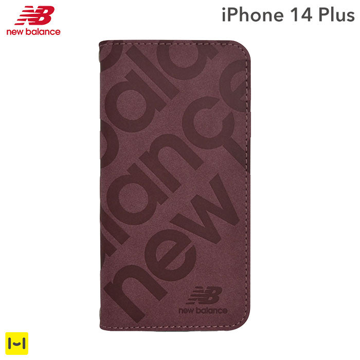 [iPhone 14 Plus専用]New Balance/ニューバランス スエード手帳型ケース スタンプロゴ(バーガンディ)